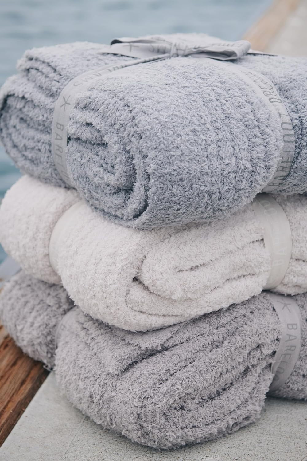 Barefoot Dreams Unisex CozyChic Ribbed Throw Blanket  White 54"x72"