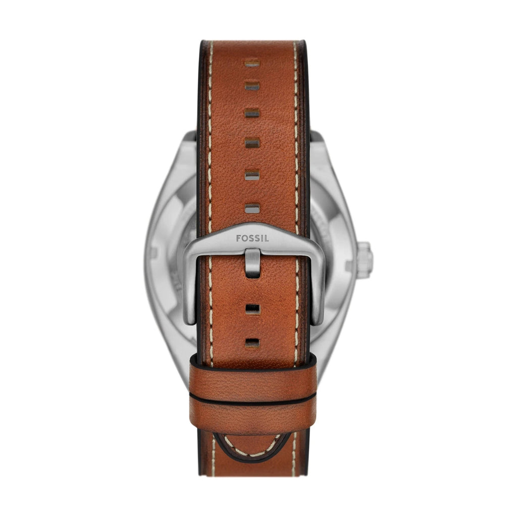 Fossil ME3261 Men's Everett Leather Band Green Dial Skeleton Automatic Watch New