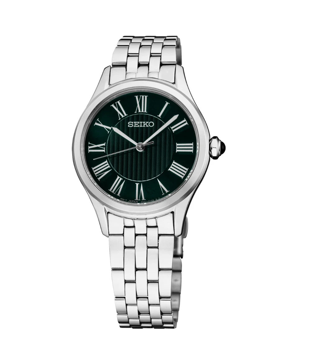 Seiko Essentials SUR611 29 mm Steel Roman Green Dial Quartz Women's Watch New