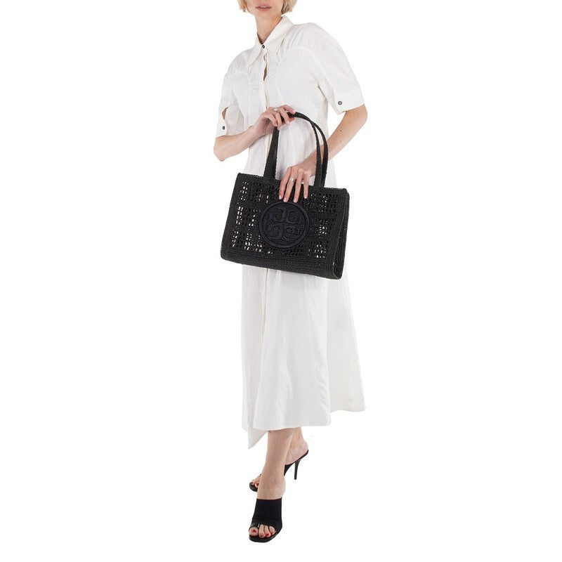Tory Burch Black Small Hand-Crochete Ella Tote Bag New
