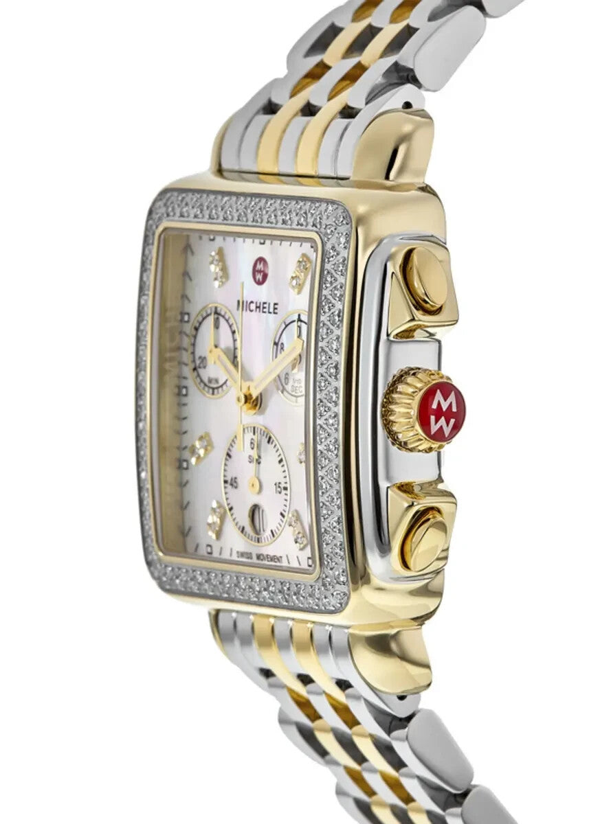Michele Deco Diamond Two Tone Mother Of Pearl Dial Ladies Watch MWW06A000776 - product image