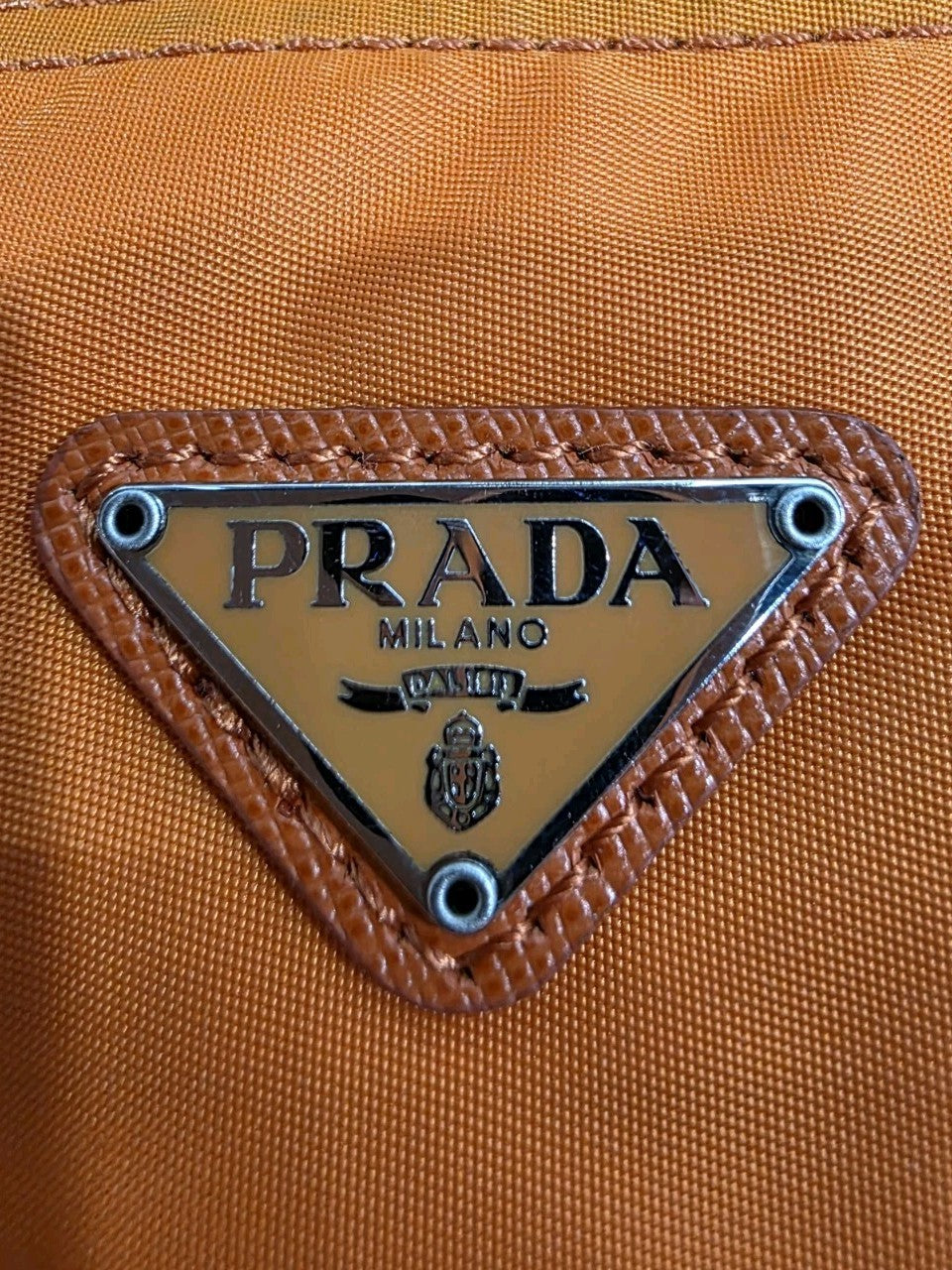 Prada Vela Orange Nylon Beauty Bag Cosmetic Makeup Case 100% Authentic