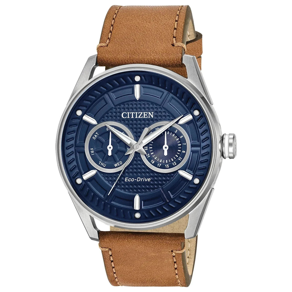 Citizen Men's Eco-Drive CTO Blue Dial Brown Leather 42mm Steel Watch BU4020-01L