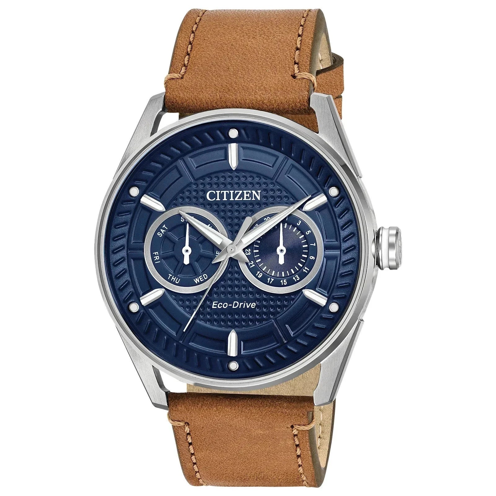Citizen Men's Eco-Drive CTO Blue Dial Brown Leather 42mm Steel Watch BU4020-01L