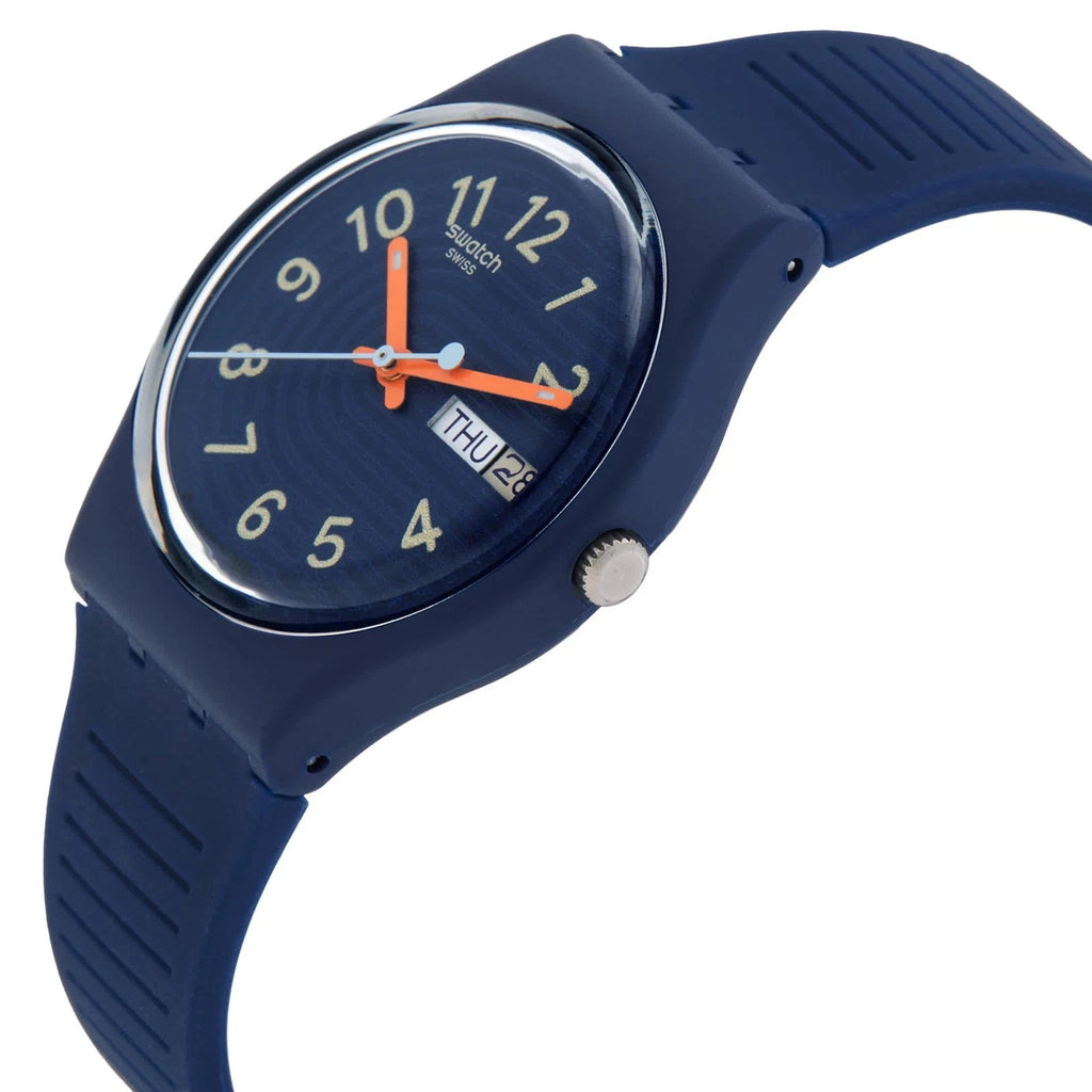 Swatch Trendy Lines At Night Quartz Blue Dial Unisex Watch SO28I700 New