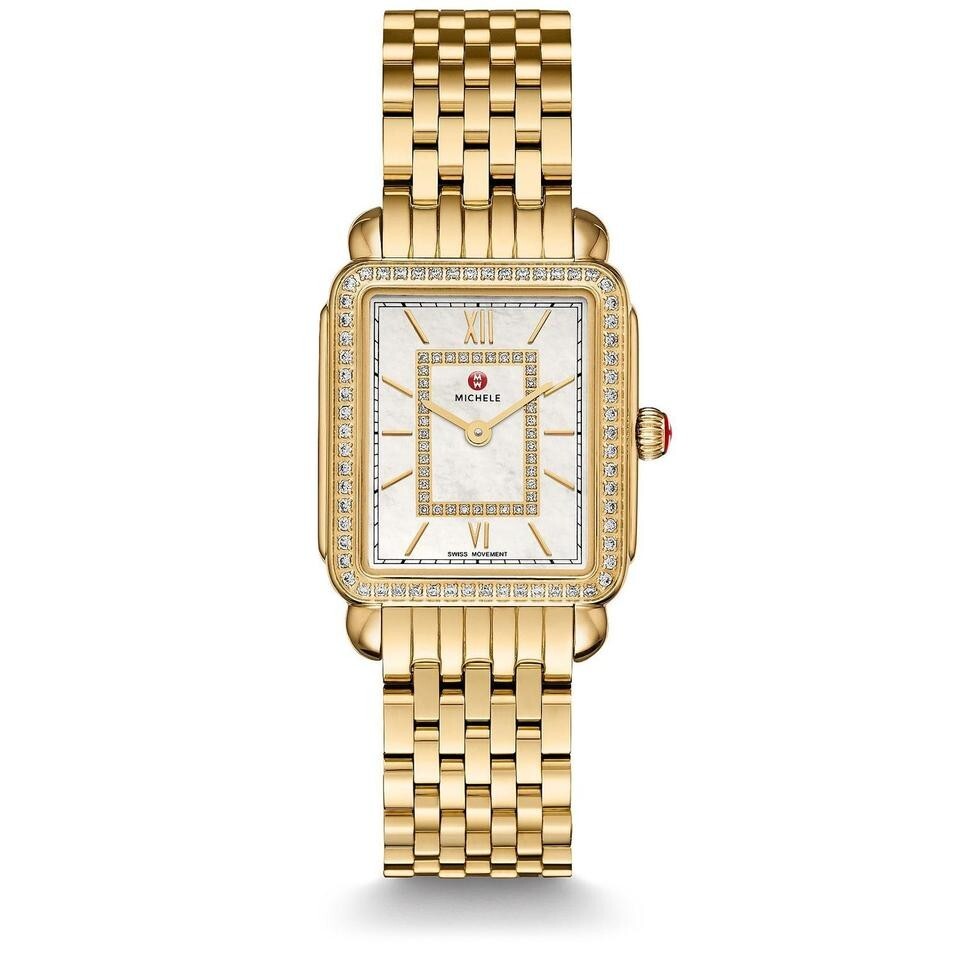 Michele Deco II Mid Size 26 mm Gold Tone Diamond Bezel Diamond Dial Ladies Watch - product image
