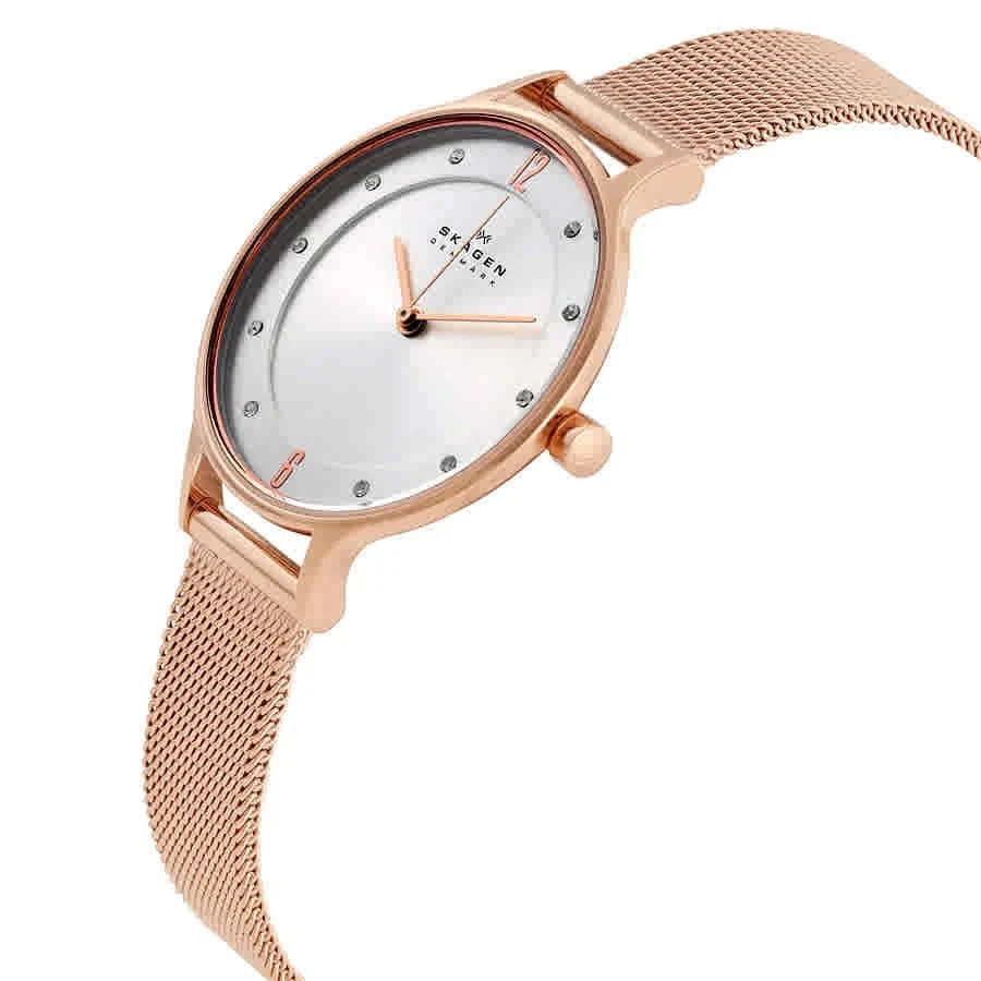 Skagen Anita Silver Dial Rose Gold-tone Ladies Watch SKW2151 New In Box