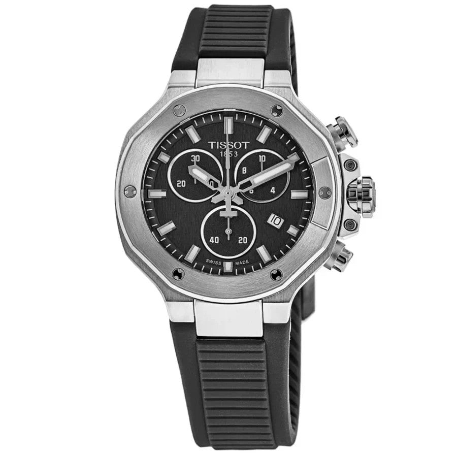 New Tissot T-Race Chronograph Black Dial Rubber Men's Watch T141.817.17.051.00