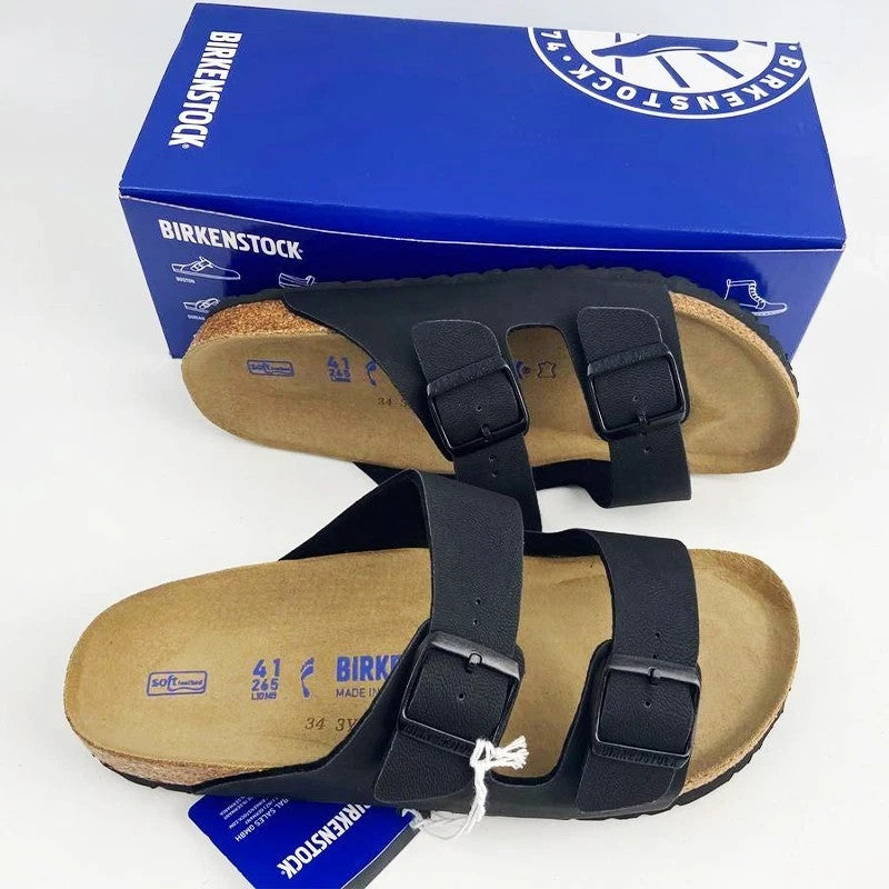 Birkenstock Arizona New Birko-Flor Birkibuc Black Leather Sandal  Size 8