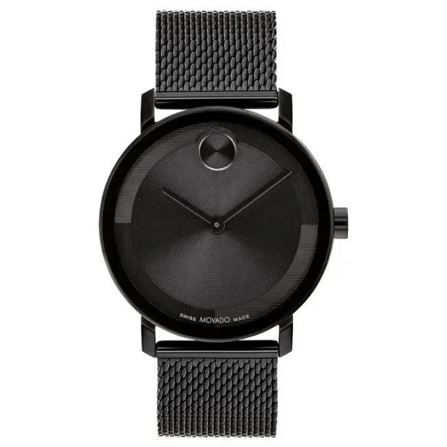 Movado Man's Bold Evolution Black IP Textured  Dial Swiss Watch 3601072 New