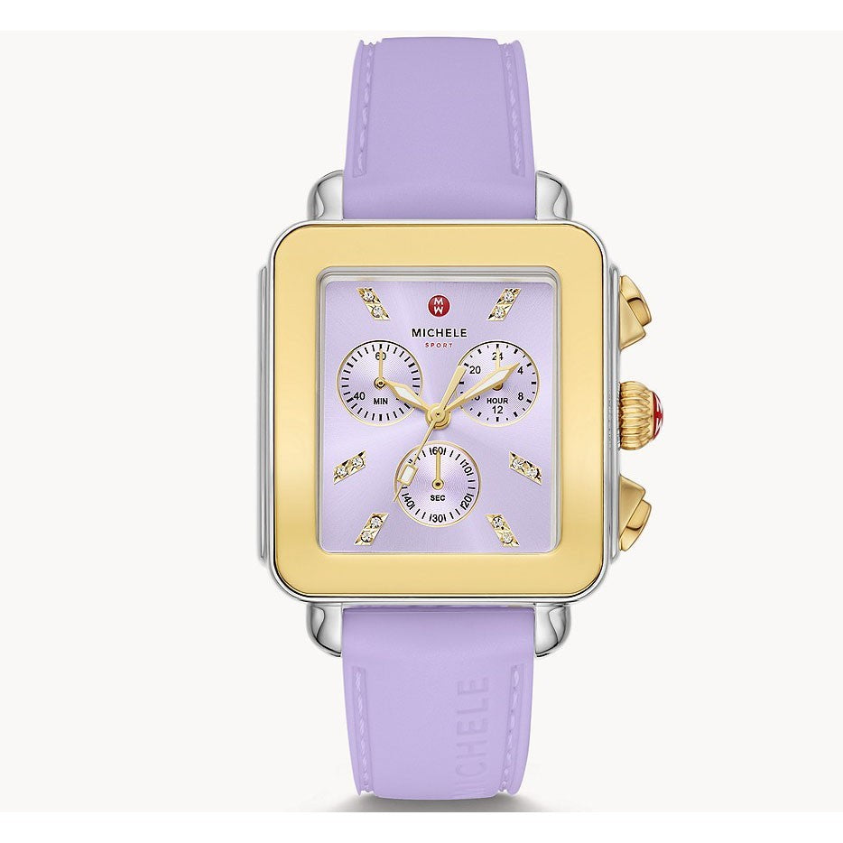 Michele Deco Sport Lavender Dial Silicone Strap Women's Watch MWW06K000061