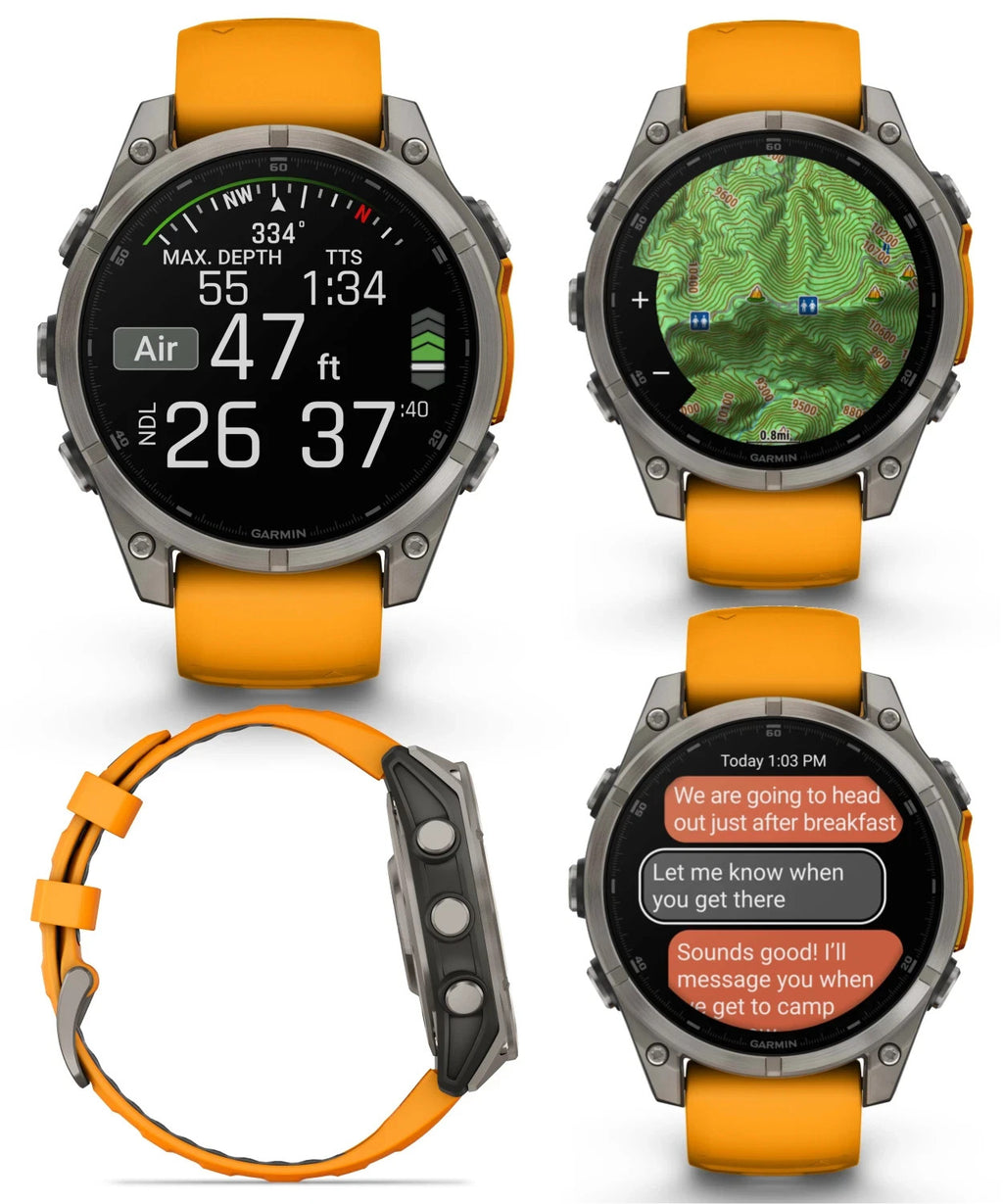 Garmin fenix 8 47 mm AMOLED Sapphire Titanium Smartwatch Spark Orange Open Box