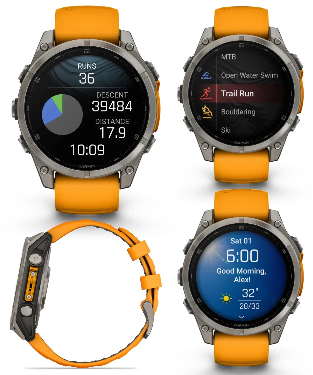 Garmin fenix 8 47 mm AMOLED Sapphire Titanium Smartwatch Spark Orange Open Box