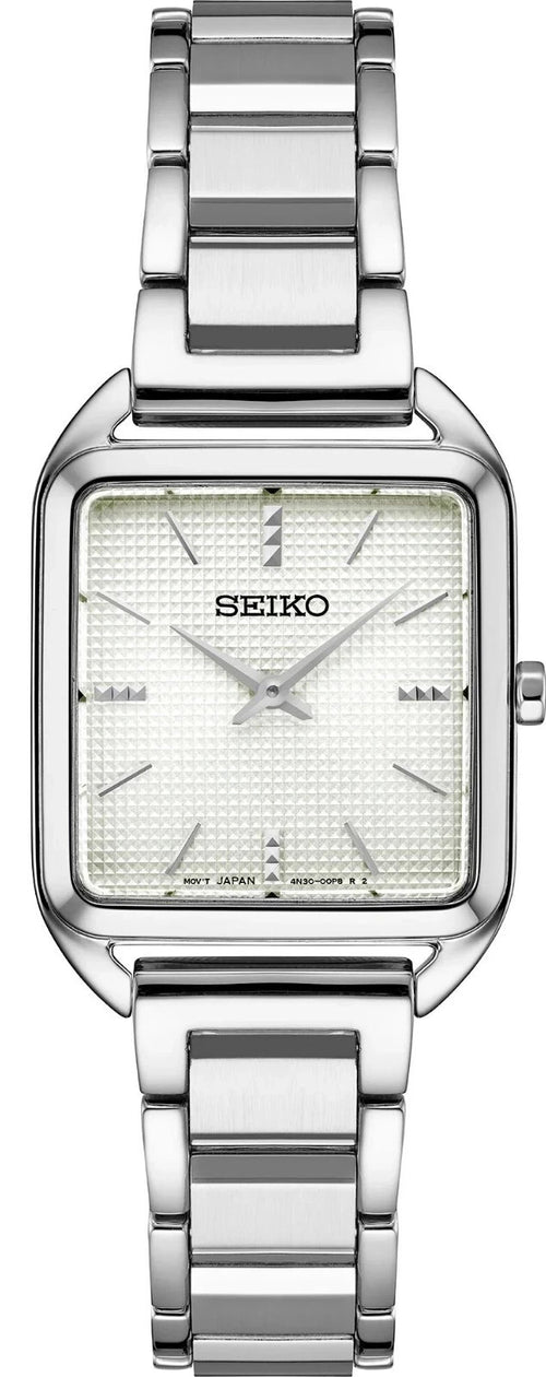 Seiko SWR073 Essentials Collection Rectangular Silver Dial Womens Watch