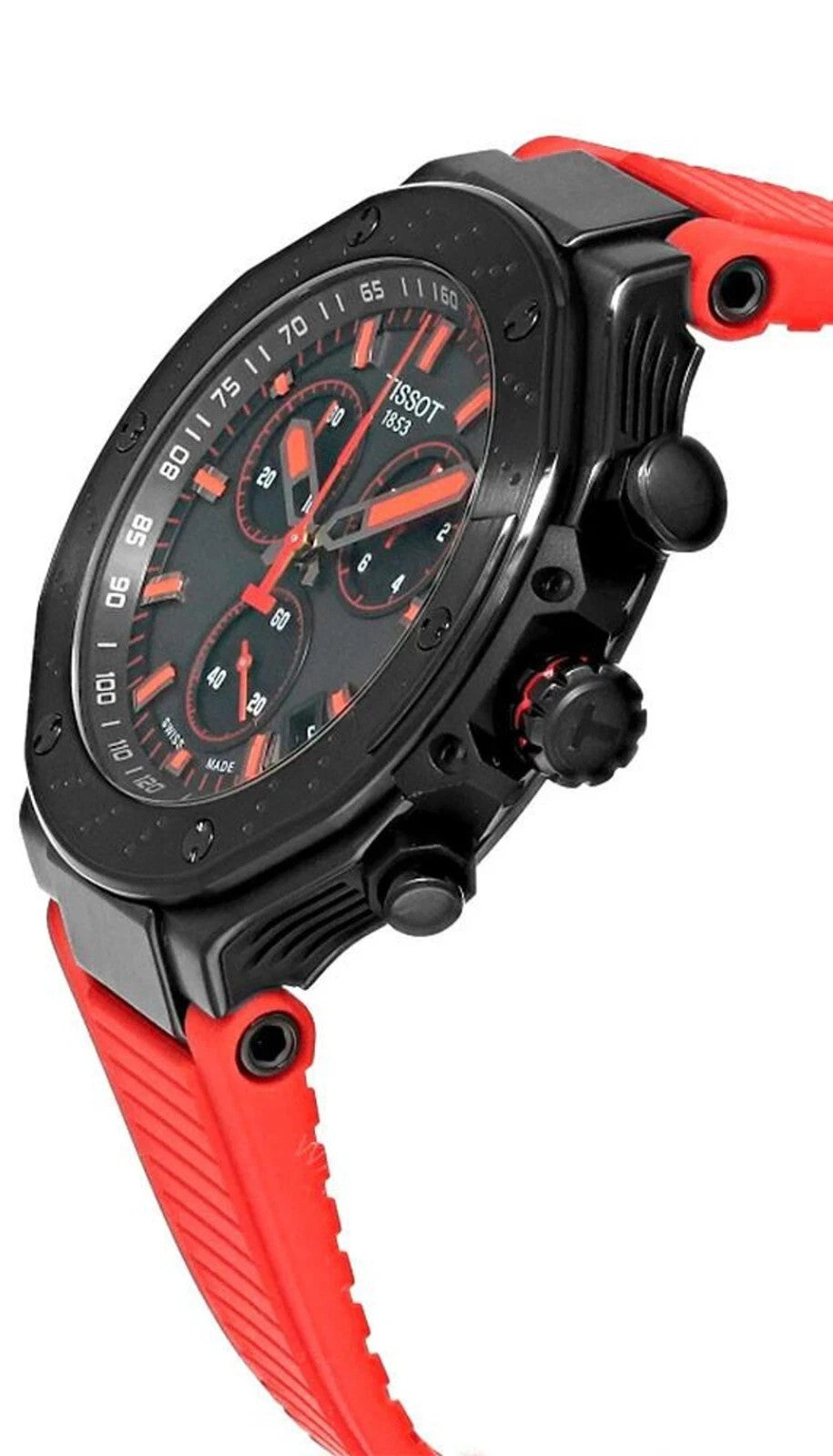 Tissot T-Race Quartz Chrono 45MM Red Silicone Men's Watch T141.417.37.061.01