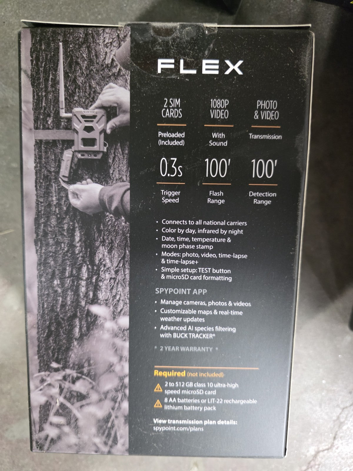 5 - SPYPOINT FLEX 1080p Cellular Trail Camera - Gray Brand New 5 pc Bundle