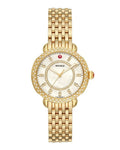 Michele Sidney Classic 18K GoldPlated Diamond M.O.P Diamond Dial Ladies Watch