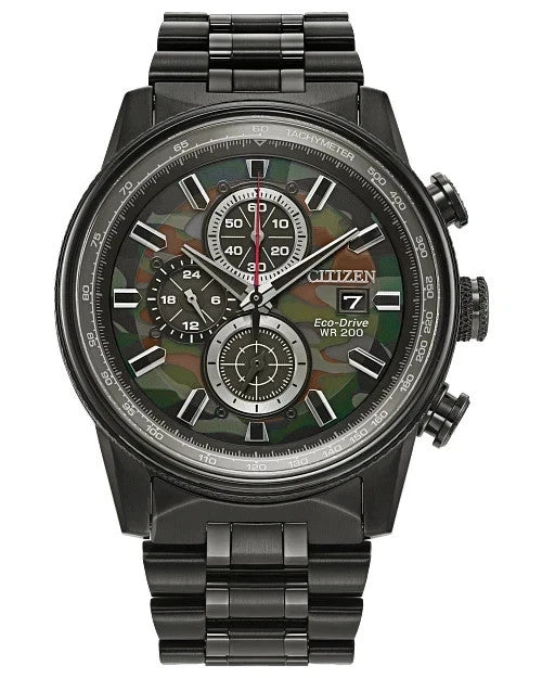 New Citizen Nighthawk Eco-Drive Chronograph Tachymeter 43mm Watch CA0805-53X