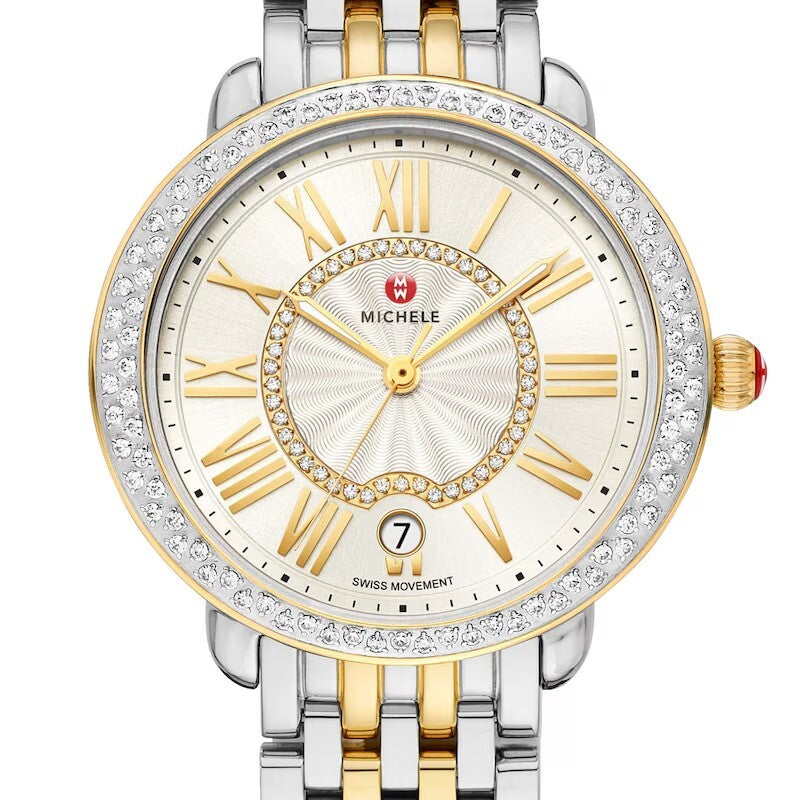 Michele Serein Mid Diamond Dial & Bezel Gold Two-Tone Ladies watch MWW21B000138 - product image