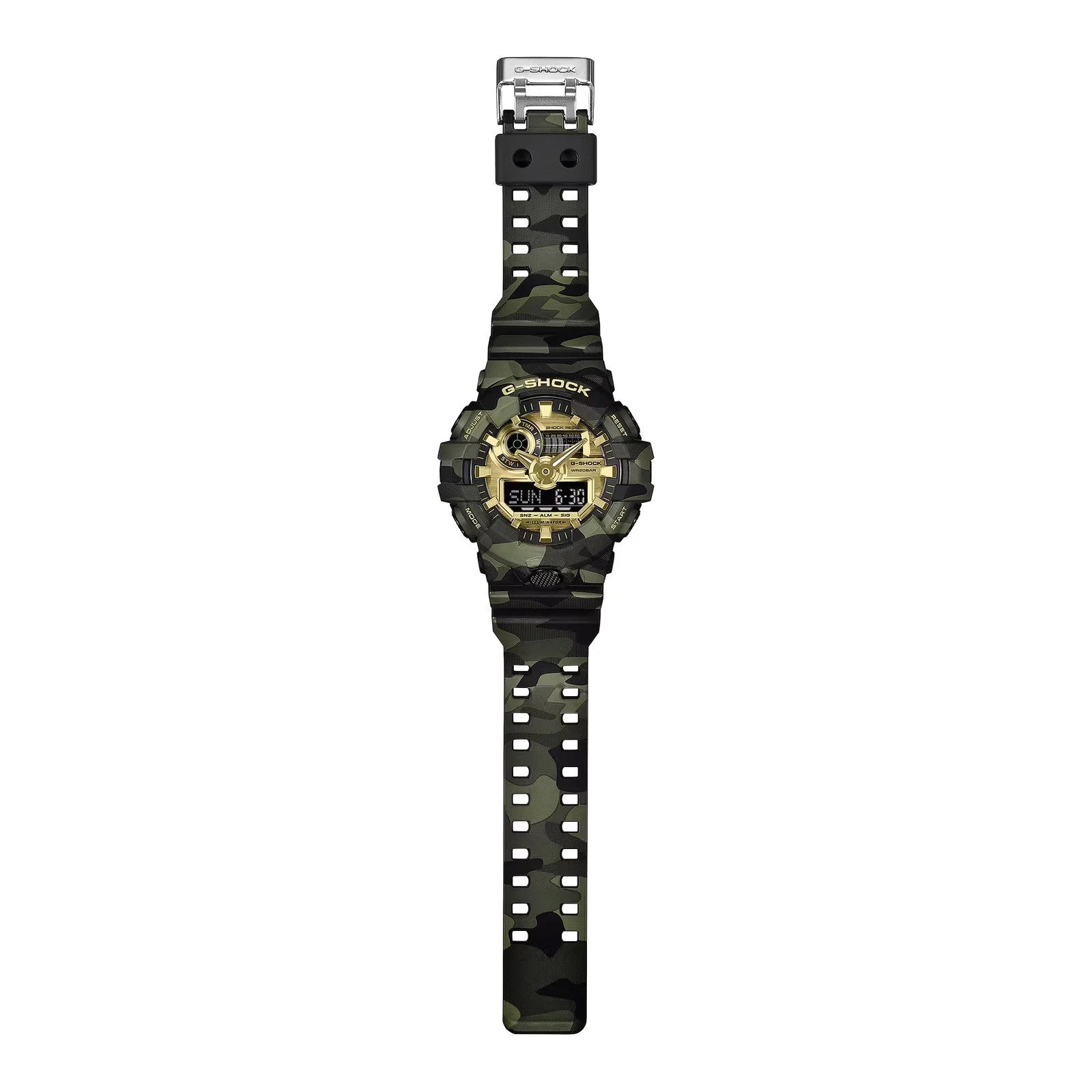 Casio G-Shock GA700CMG-3A Bold Camo and Gold Series Ana-Digi Resin New