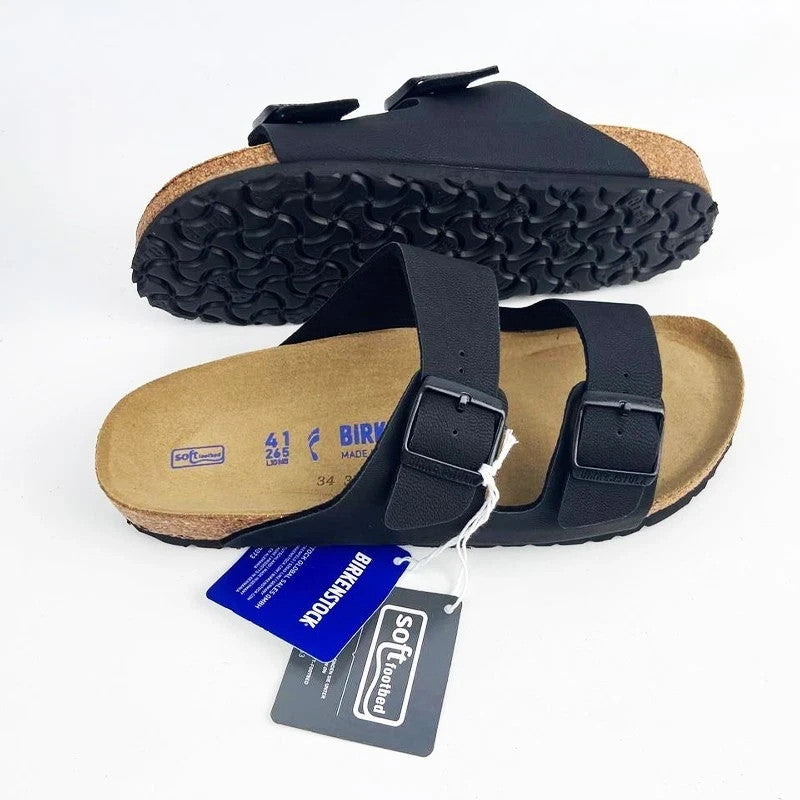 Birkenstock Arizona New Birko-Flor Birkibuc Black Leather Sandal  Size 8