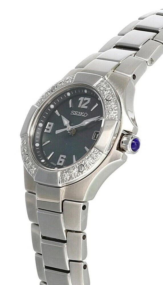 New Seiko Coutura 28MM Black MOP Dial S-Steel Bracelet Women's Watch SXD575