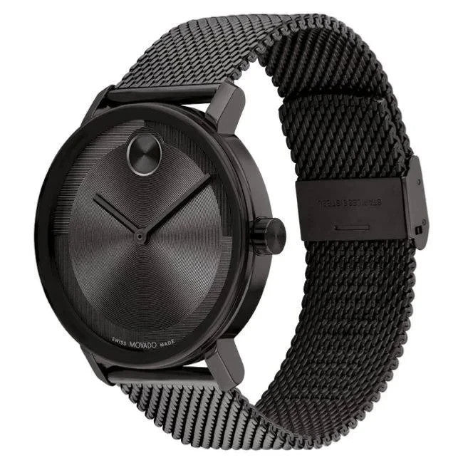 Movado Man's Bold Evolution Black IP Textured  Dial Swiss Watch 3601072 New
