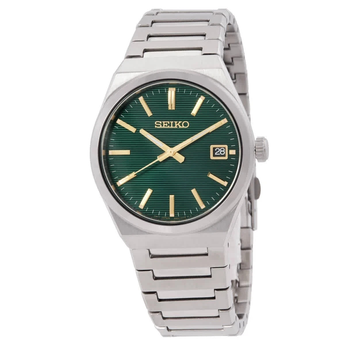NEW Seiko Essentials SUR601 Green Dial Quartz Men's Stainless Steel Watch
