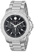 New Movado Series 800 Chronograph Black Dial Steel 2600110 Mens Swiss 42mm Watch