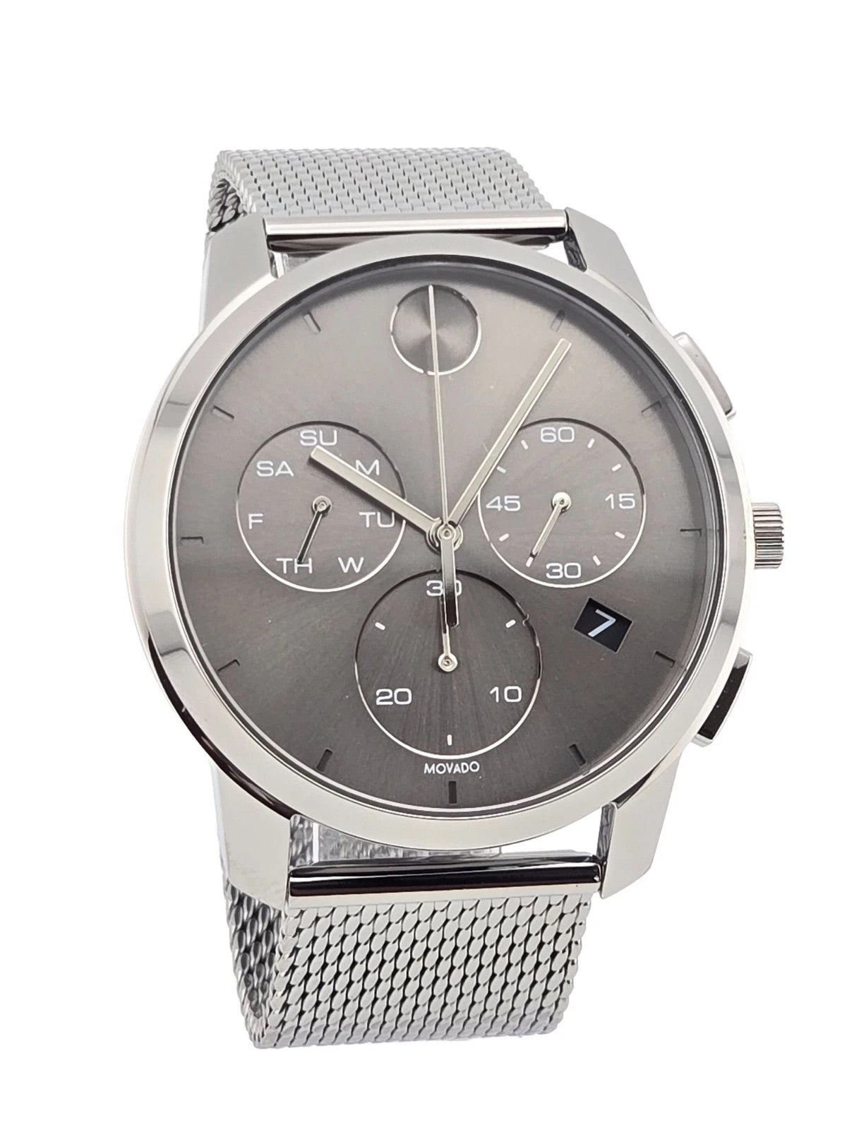 Movado Men's Bold Thin 3600635 Gray Dial Mesh Band Watch NEW In Box