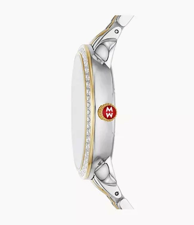 Michele Serein Mid Diamond Dial & Bezel Gold Two-Tone Ladies watch MWW21B000138 - product image