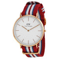 Daniel Wellington Exeter White Dial Rose SS Textile Quartz Mens Watch 0112DW