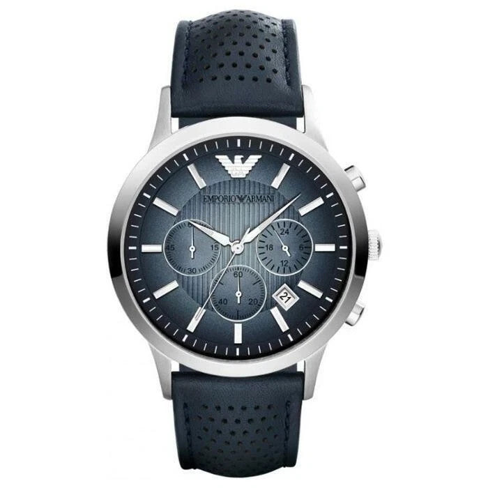 BRAND NEW Emporio Armani Men's AR2473 Dress Blue Leather Watch