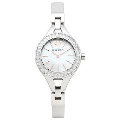 EMPORIO ARMANI AR7426 Women Mother of pearl dial Leather Strap Original Box