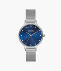 Skagen Anita 30mm Stainless Steel Blue Dial Ladies Quartz Watch SKW2307