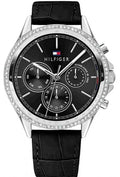 Tommy 1781981 Hilfiger Ari Diamonds Black Dial Leather Strap Watch for Women