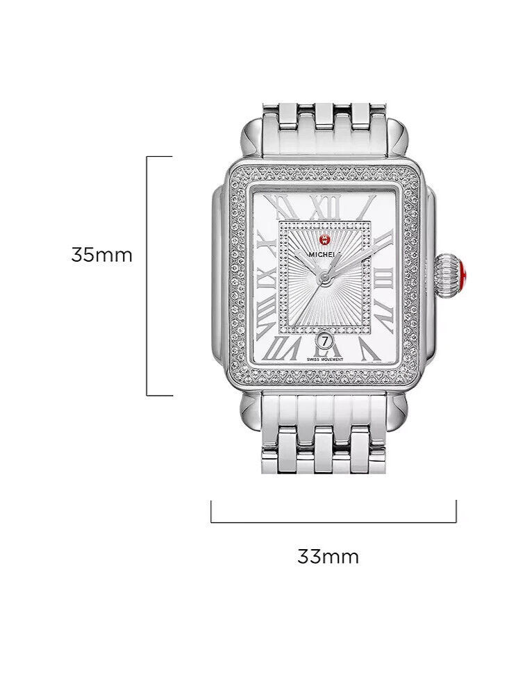 Michele Deco Madison Steel Diamonds With Silver Sunray Diamond Dial Lady Watch - product image