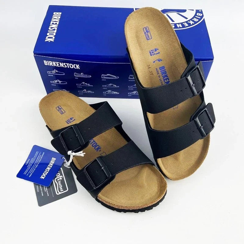 Birkenstock Arizona New Birko-Flor Birkibuc Black Leather Sandal  Size 8