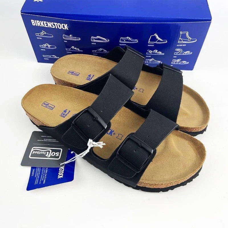 Birkenstock Arizona New Birko-Flor Birkibuc Black Leather Sandal  Size 8