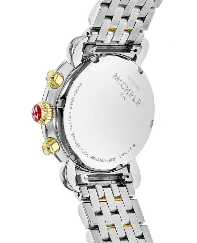 NEW Michele Mirror Two Tone Gold Silver Diamond CSX 36 Watch MWW03C000519