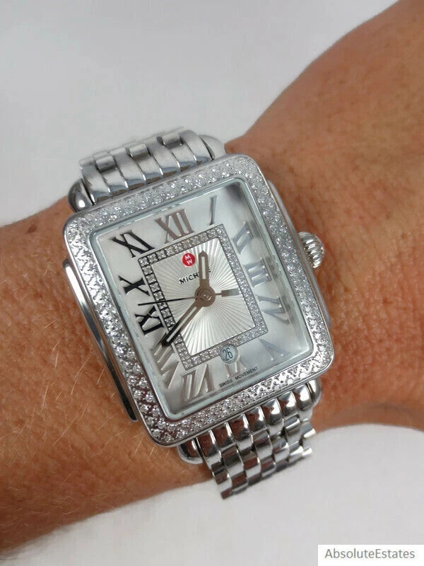 NEW Michele Deco Madison Mid 16 Silver Diamond Ladies Watch MWW06G000001 NIB