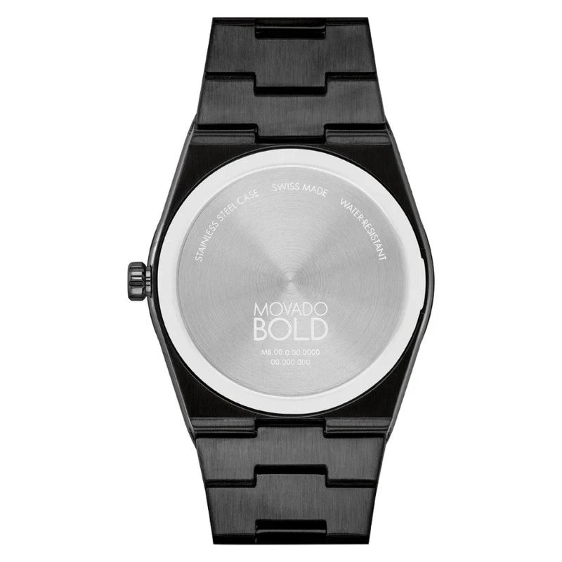 Movado Bold 3601244 Rose Gold Dial Black Stainless Steel Quartz 40mm Watch New