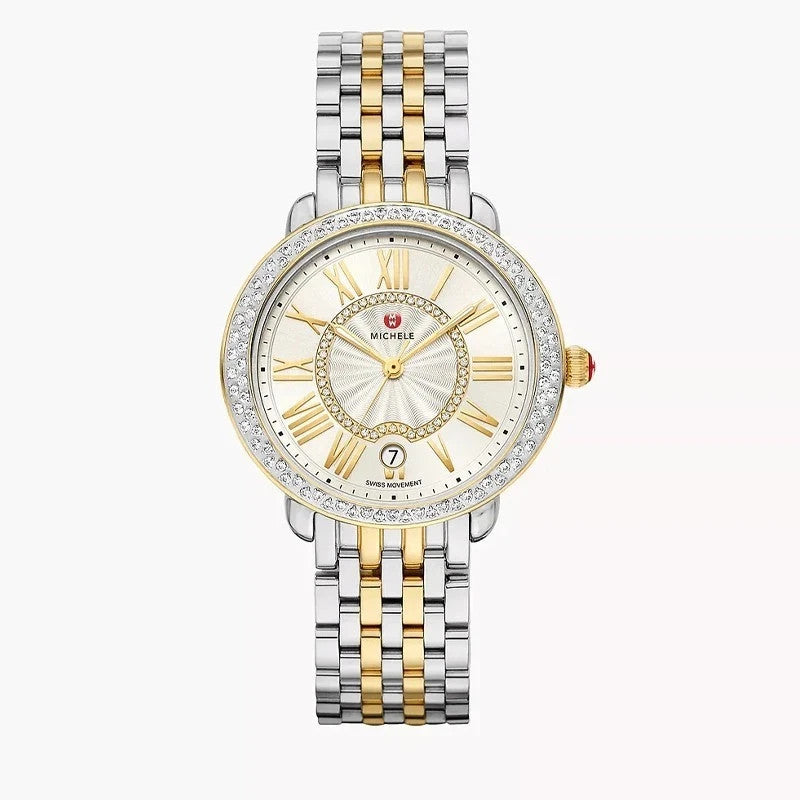 New Michele Serein Mid Two-Tone 36mm Diamond Women's Watch MWW21B000138