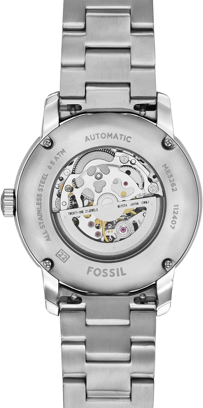 Fossil Men's Heritage Automatic Silver Stainless Steel Bracelet Watch ME3262