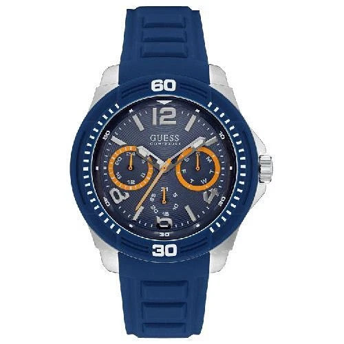 Guess Tread Men's Analog Blue Rubber Strap Multi Dial Quartz W0967G2 Watch