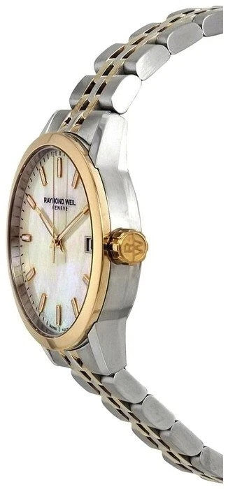 Raymond Weil Freelancer Mother of Pearl Dial Ladies Two Tone Watch 5634-STP-9702