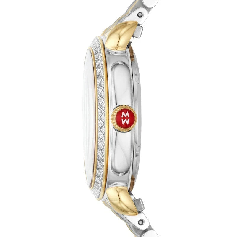 Michele Sidney Classic Two-Tone MOP Diamond Dial Ladies Watch MWW30B000002 New