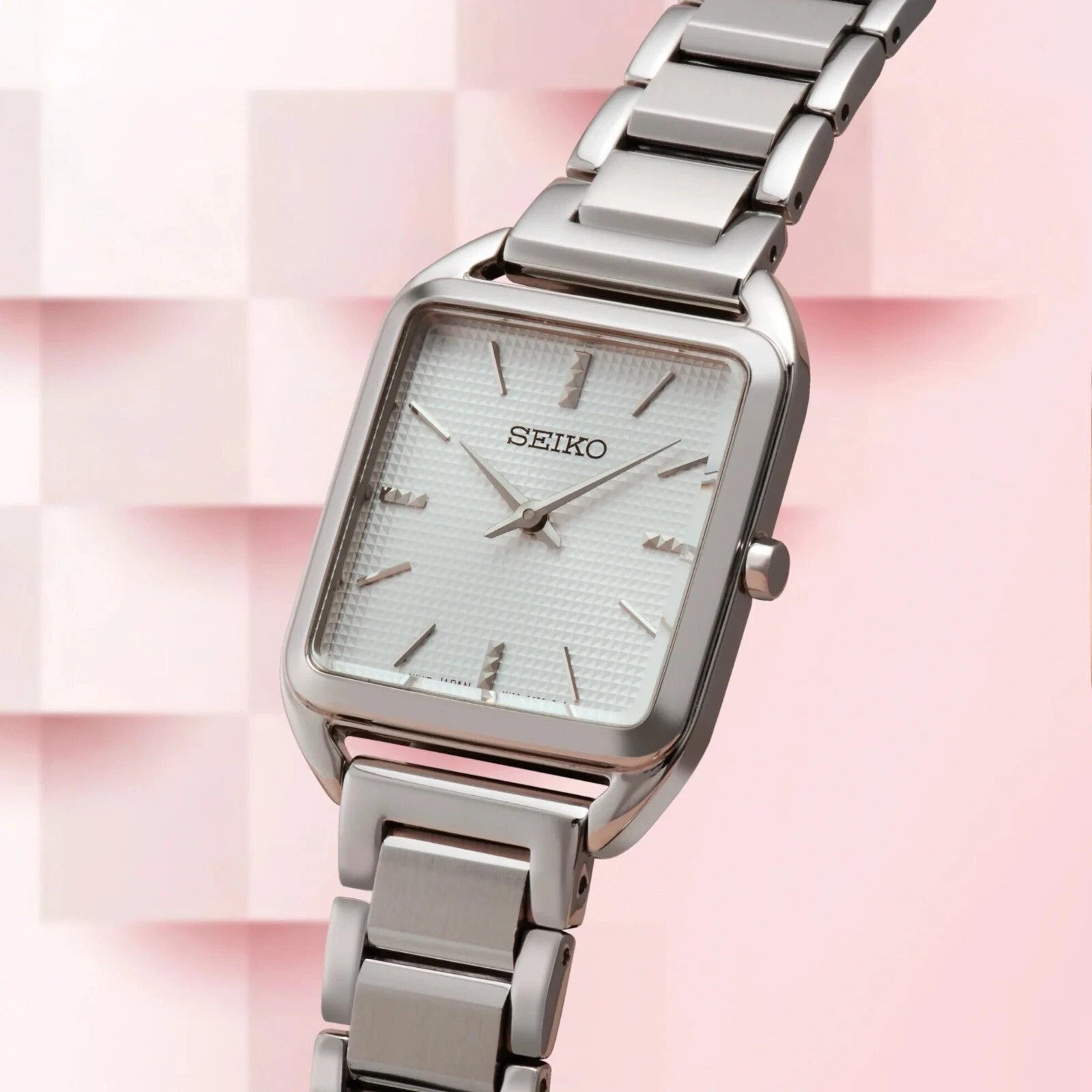 Seiko SWR073 Essentials Collection Rectangular Silver Dial Womens Watch