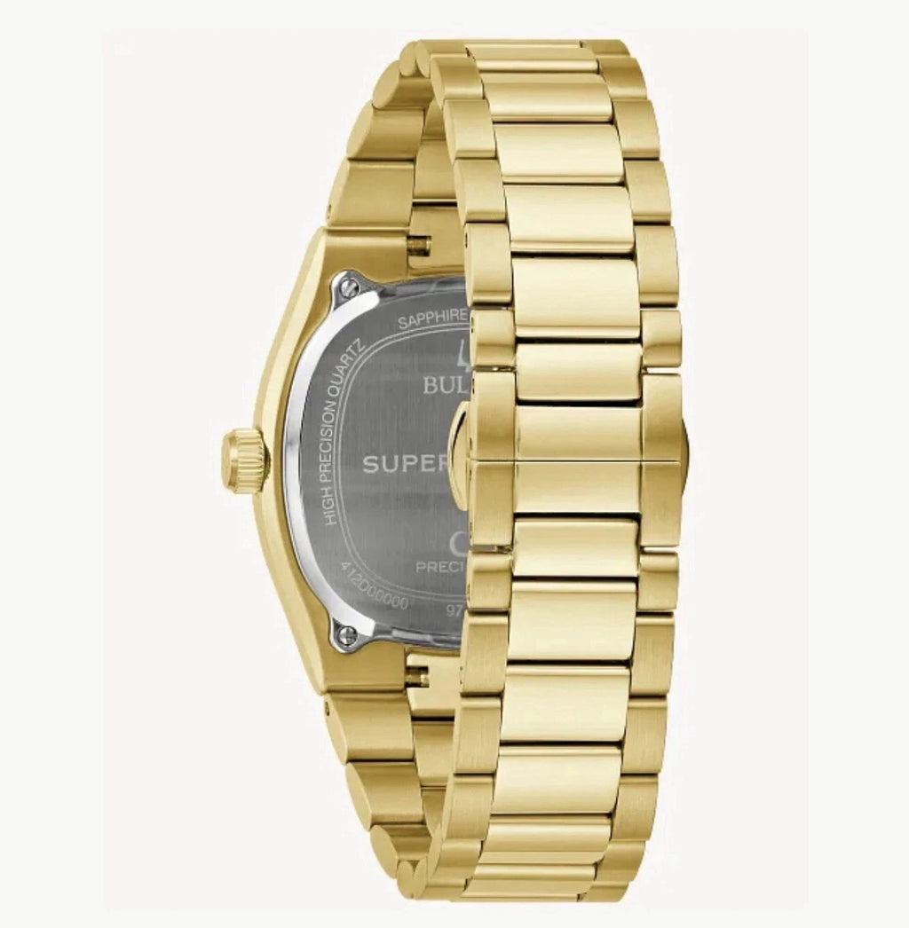 Bulova Precisionist Super Seville Men's Watch Gold Tone Sapphire Silver 97B223