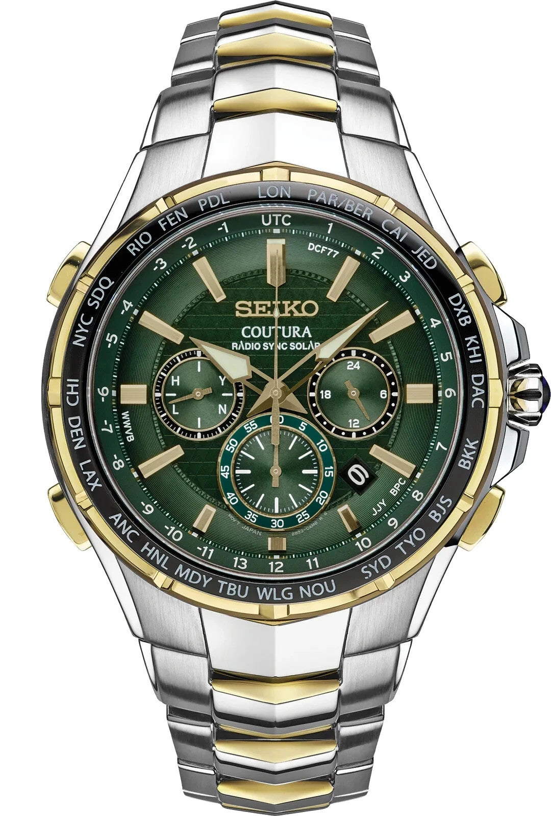 Seiko Coutura 44.5mm Green Dial Two Toned Stainless Steel Watch SSG022